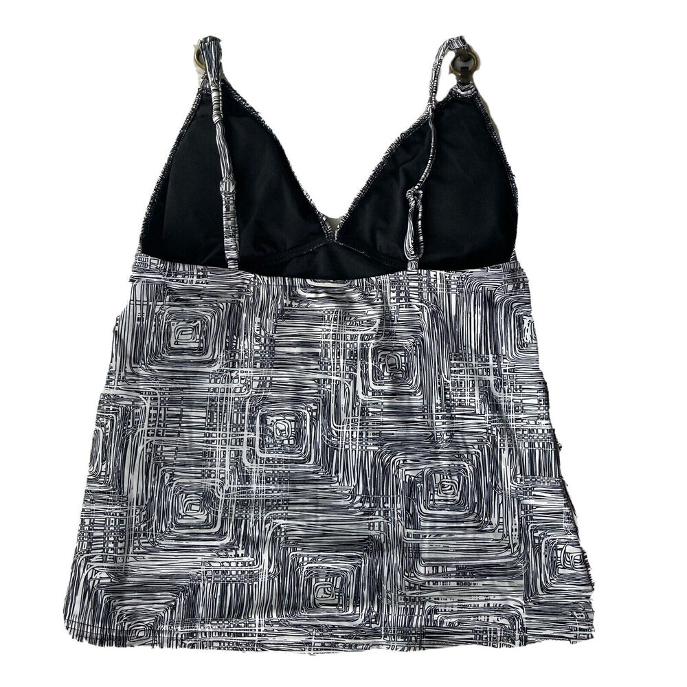 Bikini Tank Top Sz Small Padded Bra Bathing Suit Swimwear Black White Womens - Picture 4 of 7